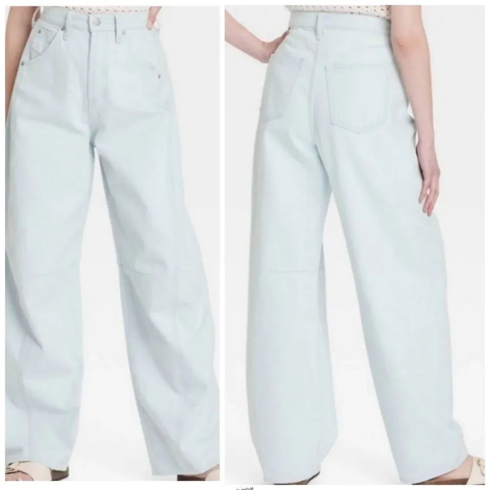 Universal Thread High Rise Curved Leg Barrel Light Blue Jeans Size 16